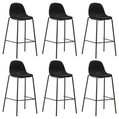 Image de vidaXL Tabouret de bar 6 pcs. noir tissu