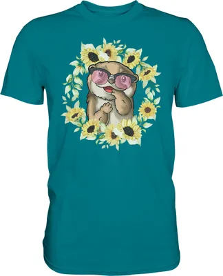 Produktbild von Otter Sonnenblumen Shirt Gärtner Sommer Garten Motiv – Diva Blue / XXL