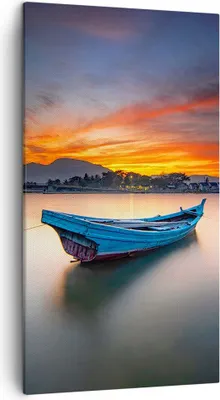 Produktbild von Bild auf Leinwand - Leinwandbild - Einteilig - Westen Sonne Boot - 45x80cm - Wand Bild - Wanddeko - Wandbilder - Leinwanddruck - Bilder - Wanddekoration - Leinwand bilder - Wandbild - PA45x80-4791
