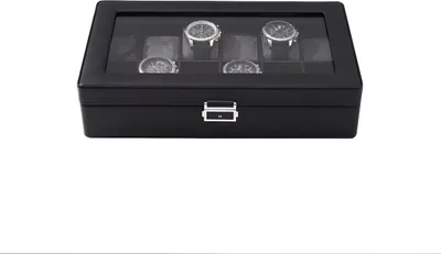 Zdjęcie produktu dla Organizer do przechowywania zegarków na 12 sztuk eleganckie pudełko z przegródkami i przezroczystą pokrywą
