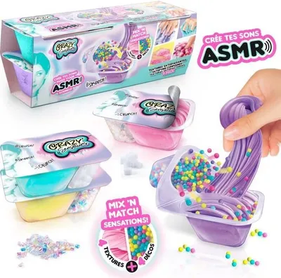 Immagine prodotto di Kit ASMR con 4 texture, Crazy Sensations, sabbia, schiuma, burro slime, slime bomb, dai 6 anni in su