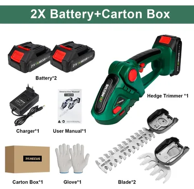 Immagine prodotto di Tagliaerba e rifinitore per siepi 2-in-1 - Tagliabordi senza fili per il giardino - 18V - Include 2 batterie - Lame doppie da 22 cm - Ideale per siepi, prati ed erbacce