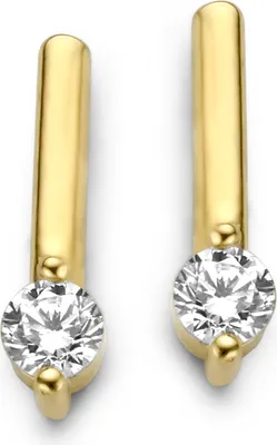 Produktbild von New Bling 9NBG-0158 Gouden Oorknop met Zirkonia - Staafje - 14 krt - 7,6mm - Goudkleurig