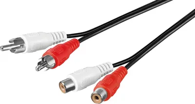 Obrázok produktu pre Goobay 50026 Stereo predlžovací kábel 2x cinch, 2,5 m - 2x cinch zástrčka (audio ľavá/pravá) > 2x cinch zásuvka (audio ľavá/pravá)