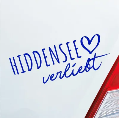Produktbild von Auto Aufkleber Hiddensee verliebt Herz Insel Ostsee Liebe Car 19x7 cm Dunkelblau Sticker Heckscheibenaufkleber