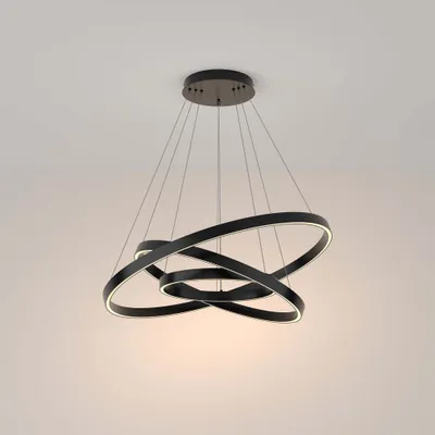 Image de Suspension LED, aluminium noir, hauteur réglable, H 120 cm
