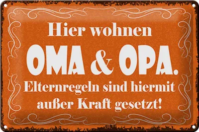 Produktbild von Blechschild Spruch 30x20cm hier wohnen Oma & Opa