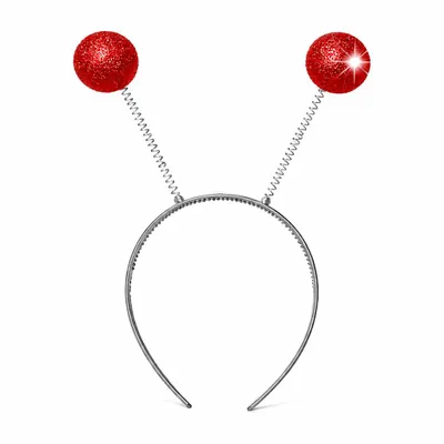 Produktbild von Haarreif Kopfhut mit Schmetterling Bommel Wackel Alien Fühler – Fasching & Karneval für Erwachsene & Kinder – Fastnachtskostüme (Rot)