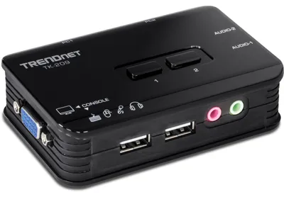 Image de TRENDnet, TK-209K, commutateur KVM USB 2 ports et kit de câbles avec audio, pour la gestion de