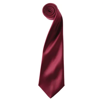Image de Cravate en satin unie Premier pour homme RW1152 (taille unique) (Bourgogne)