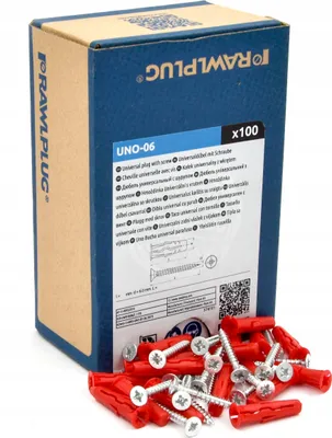 Zdjęcie produktu dla UNO® Kołek uniwersalny 6 mm z wkrętem 4,0x30 mm - opakowanie kartonowe - 100 szt.