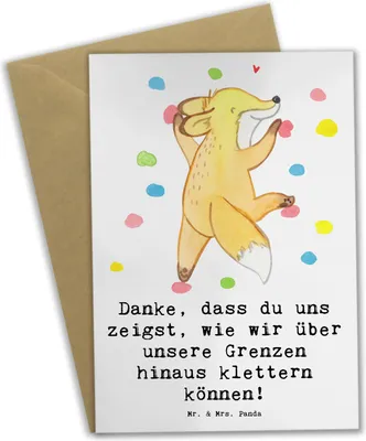 Produktbild von Mr. & Mrs. Panda babykarte Klettern Trainerin Dankeschön - Weiß - Geschenk, einladungskarten, Techniken, weihnachtskarten, Sportart, Inspiration., Bergsteigen, Grußkarten