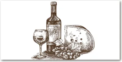 Produktbild von Tulup Glas-Bild -140x70- Wandkunst Dekorative Wand für Küche & Wohnzimmer - Essen & Getränke - Wein Snacks - Schwarzweiß