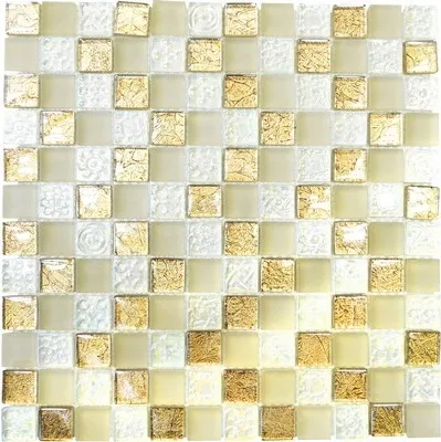 Produktbild von Glasmosaik XCM 8LU80 weiß/gold 29,8x29,8 cm