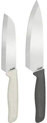 Küchenmesserset 2-tlg. Kochmesser & Santoku, Edelstahl, ergonomisch