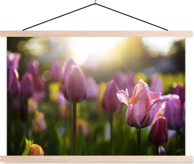 Produktbild von MuchoWow® Textilposter Tulpen - Farbe - Frühling 60x40 cm mit holzfarbenen Rahmen - Bilder