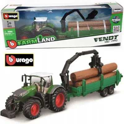Produktbild von Fendt 1050 Vario Grüner Traktor Mit Anhänger Baumlader Bburago