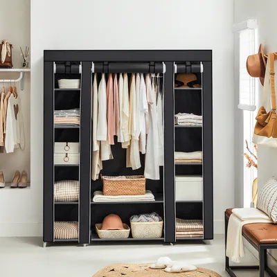 Image de SONGMICS Armoire avec tringle à vêtements 12 étagères