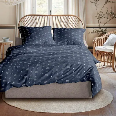 Produktbild von Irisette Seersucker Bettwäsche Easy Worthing blau 155x220 cm + 80x80 cm
