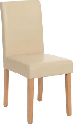 Produktbild von Esszimmerstuhl Littau, Küchenstuhl Stuhl, Leder  creme, helle Beine