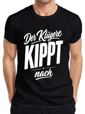 Produktbild von Der Klügere KIPPT nach Lustig Saufen Party Statement Sarkasmus Herren T-Shirt, Schwarz, XXL