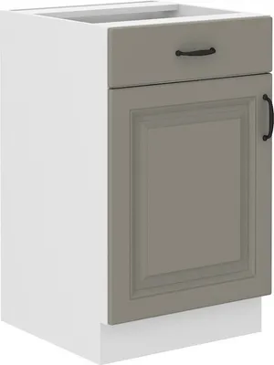 Image de Armoire inférieure avec tiroir SOPHIA – largeur 50 cm, gris clair / blanc