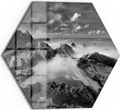 Produktbild von DEQORI Magnettafel Glas 40x35 cm 6-eckig 'Küstennebelgeflüster' beschreibbar Whiteboard Küche