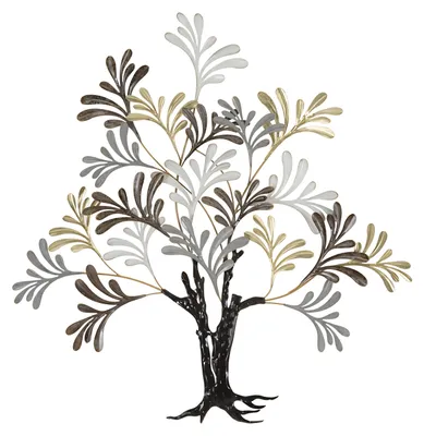 Produktbild von Lixy Baum-Eisenpaneel – 3D-Wandbild mit stilisiertem, mehrfarbigem Baum, 97,2 x 100,3 cm – Stil Glam