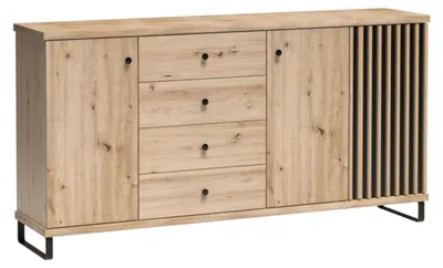 Produktbild von Kommode NASKUP - Eiche - Lamellen - Schubladen - Metallfüße - 183 x 86 x 41 cm