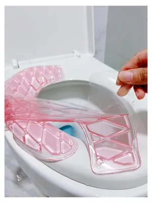 Produktbild von Toilettensitzbezug Weich Waschbar Dicker WC Sitz Kissen Pads Plüsch Wc Wärmer Pad (Rosa)