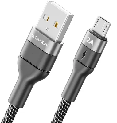 Produktbild von deleyCON 2m Micro USB Kabel USB-A auf Micro USB Adapter