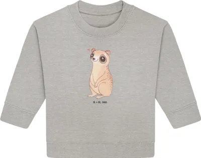 Produktbild von Mr. & Mrs. Panda Organic Baby Pullover Plumplori Glücklich 24. - 36. Monat - Heather Grey - Geschenk, Niedlich, Bullover, Lustige Sprüche, Glück
