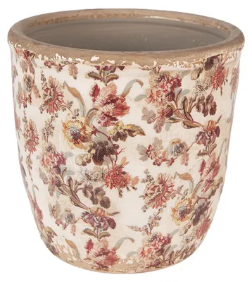 Productafbeelding van Clayre & Eef bloempot, Ø 16x16 cm, beige, roze keramiek, voor bloemen