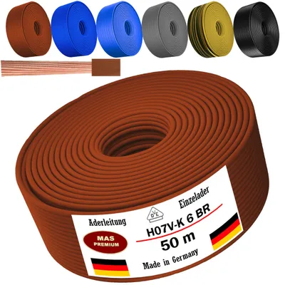 Produktbild von 50m Aderleitung H07 V-K BR 1x6 mm² Braun Einzelader flexibel