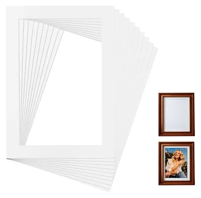 Produktbild von 10 Stück Weißes Passepartout-Karton, A4 Passepartout, Fotorahmen-Karton, Passepartouts, Passepartout-Karton AußMaße: 20,5 x 29,5 cm; InnenMaße: 15 x 20 cm für Fotos, Malerei, Zertifikate und Drucke