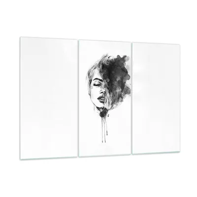Produktbild von Bilder auf glas - 3 Teile - Frau Gesicht Abstraktion - 105x70cm - Glasbilder - Wandbilder - Bilder - zum Aufhängen bereit - Wanddekoration aus Glas - Glas Bilder - Wandbild auf Glas - GCE105x70-4934