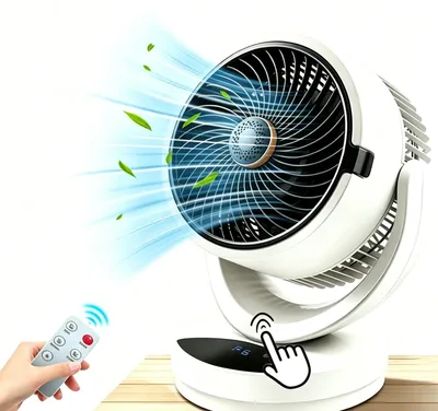 Produktbild von Tischventilator mit Fernbedienung,Ventilator mit LED,LED-Display, 6 Geschwindig keitsstufen, Touch-Schalter, Kann mit Eiswasser gekühlt werden
