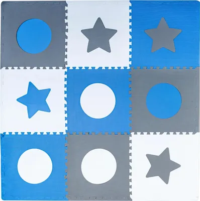 Produktbild von Schaumstoffpuzzlematte für Kinder 180x180cm 9 Teile grau-blau