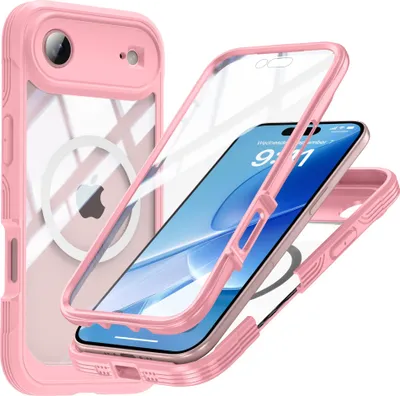 Zdjęcie produktu dla INF Różowe etui 9H ze szkła hartowanego do iPhone 17 air z MagSafe