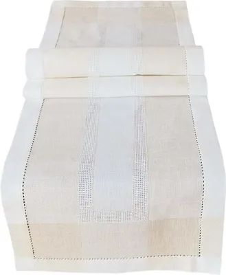Produktbild von Tischläufer ALMA Leinenoptik mit Hohlsaum Polyester beige 40 x 140 cm