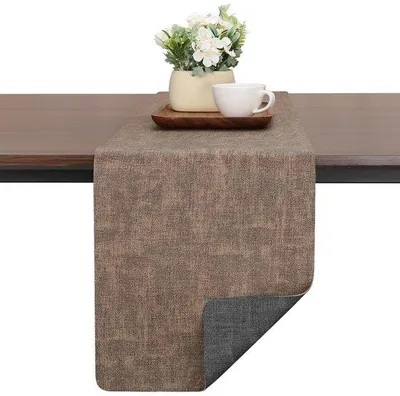 Imagen del producto de Mantel individual resistente al calor, de doble cara, antideslizante, lavable, color gris-marrón, 30x240 cm