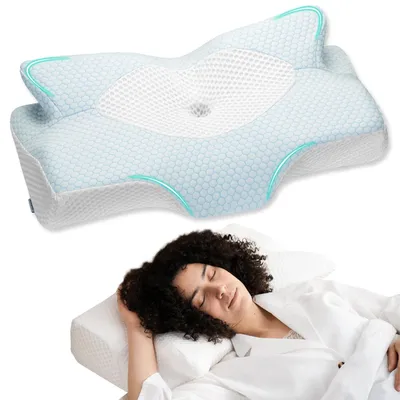 Image de Omgoods - Coussin cervical en mousse à mémoire de forme, conçu pour un soutien optimal
