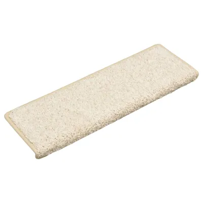 Image de Tapis d'escalier 15 pièces 65 x 21 x 4 cm Blanc Bord rectangulaire