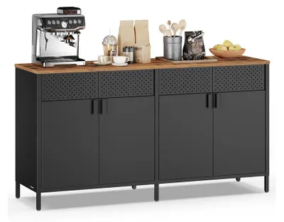Productafbeelding van Opbergkast met 4 deuren | Tintenzwart-vintagebruin | 141x40x76 cm