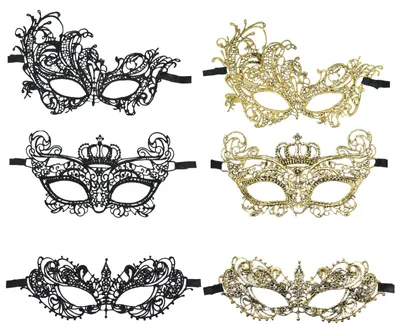 6 Venezianische Spitzenmasken für Maskerade & Karneval