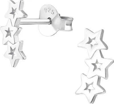 Produktbild von 925 Sterling Silber Ohrstecker Dreifacher Stern