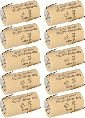 Immagine prodotto di 10 batterie ricaricabili ad alta potenza XCell Sub-C con terminale a saldare Z - 1,2 V 1500 mAh Ni-CD