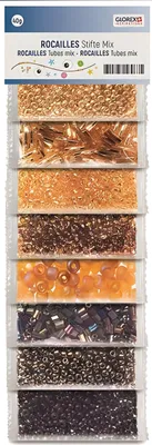 Produktbild von GLOREX Rocailles Stifte Mix 40g Brauntöne, 8 verschiedene Farbtöne
