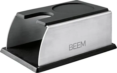 Produktbild von BEEM Tamperstation | Für alle Tampergrößen geeignet | Robustes Edelstahl-Design | 2 in 1: Station & Ablage | rutschfeste Arbeitsfläche & Abnehmbarer Silikonboden | Ideal zu Siebträgermaschinen