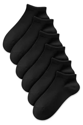 Immagine prodotto di Calzini sportivi, 6 paia, corti, unisex, in cotone, neri, taglia 35-38